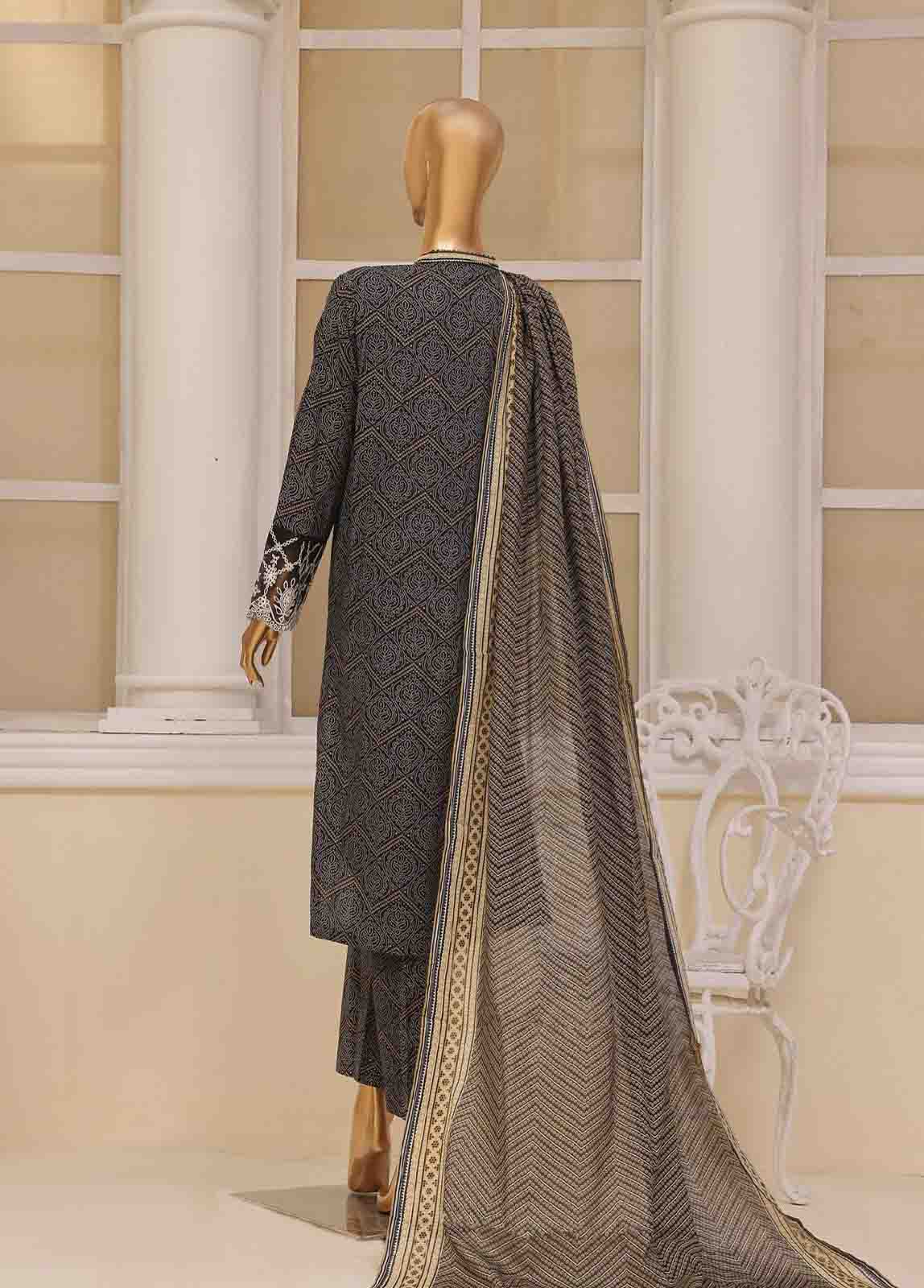 Bin Saeed Fabric - SME-801- 3 Piece Luxury Embroidered Stitched Suit