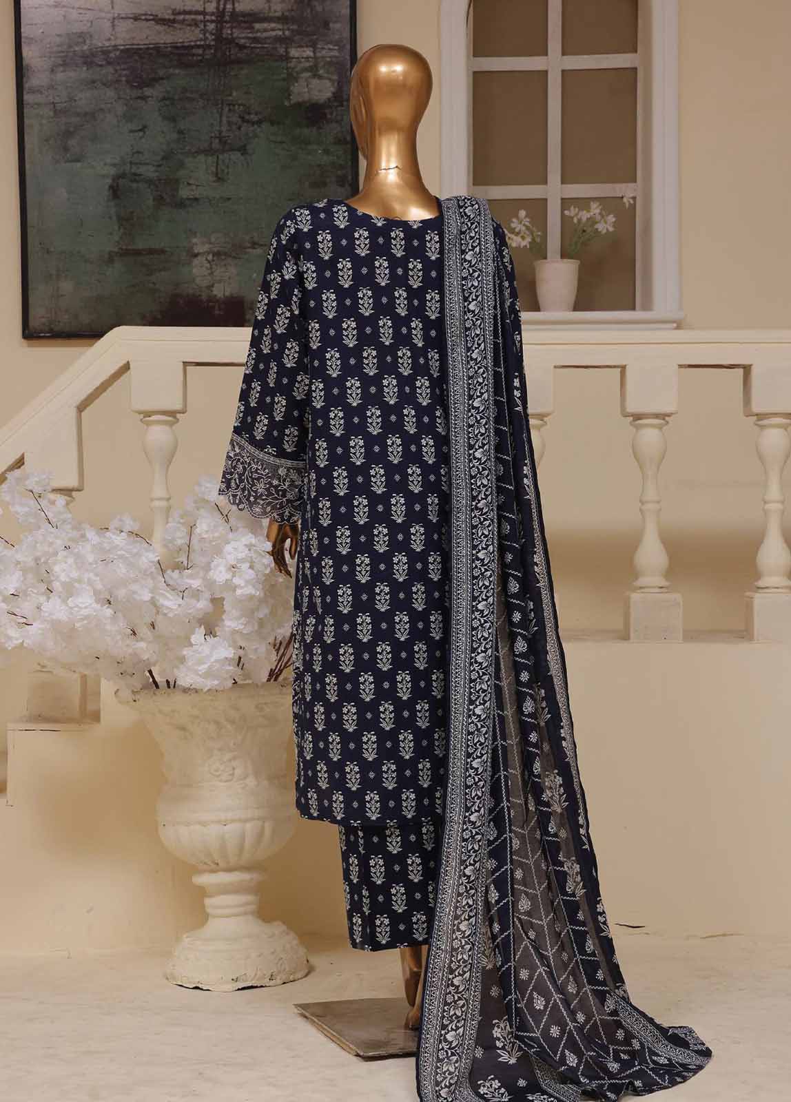 Bin Saeed Fabric - SME-802 -3 Piece Embroidered Stitched Suit