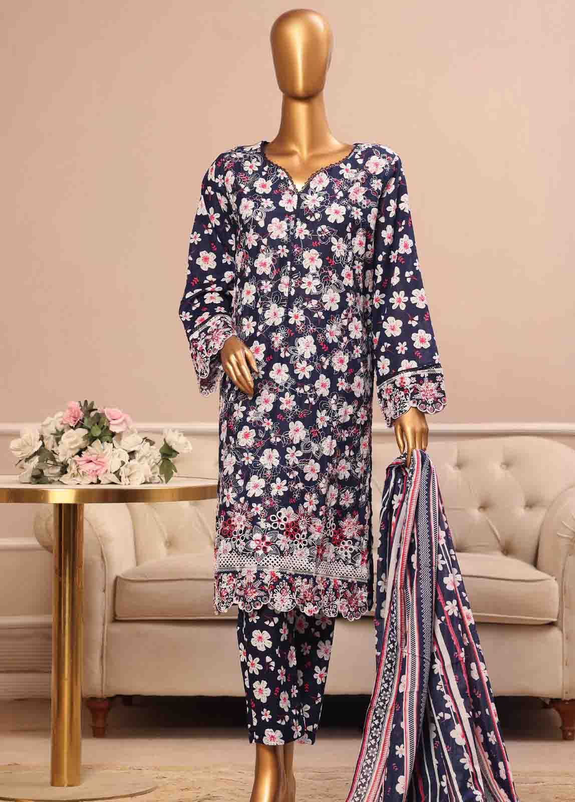 Bin Saeed Fabric - SME-804 -3 Piece Embroidered Stitched Suit