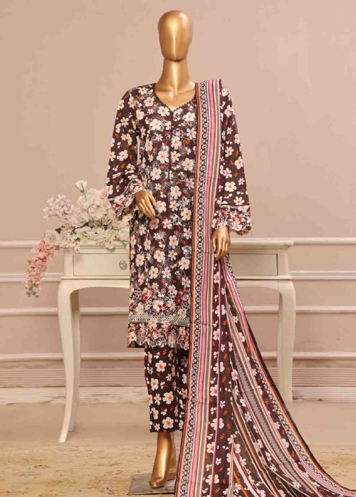 Bin Saeed Fabric - SME-805 -3 Piece Embroidered Stitched Suit