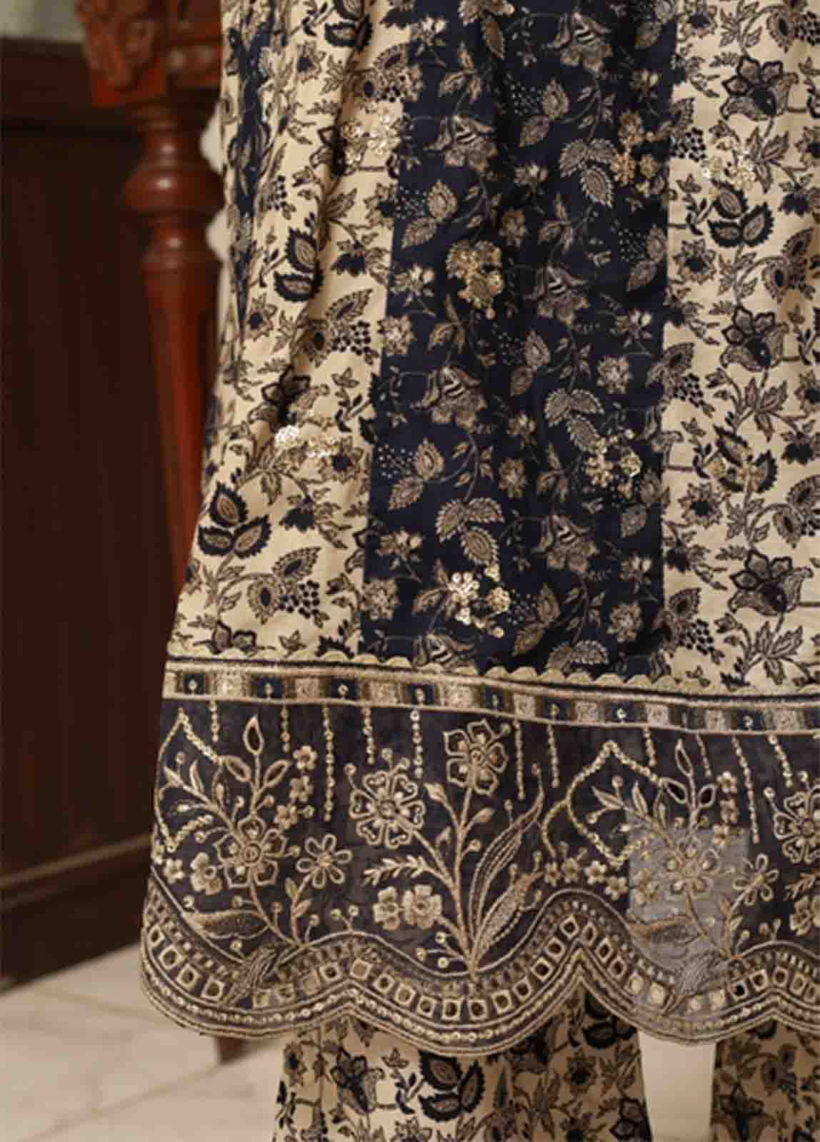 Bin Saeed Fabric - SME-FR-031-3 Piece Lawn Embroidered Frock Style Suit
