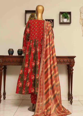 Bin Saeed Fabric - SME-FR-032-3 Piece Lawn Embroidered Frock Style Suit