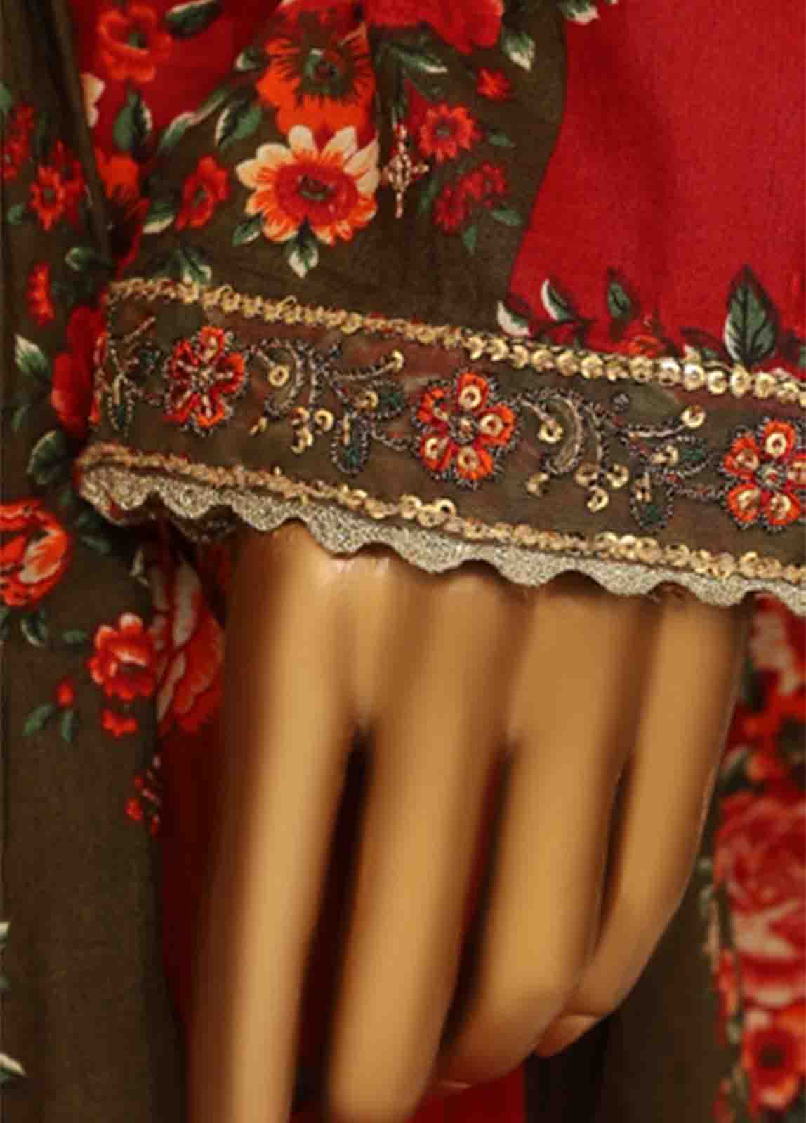 Bin Saeed Fabric - SME-FR-032-3 Piece Lawn Embroidered Frock Style Suit