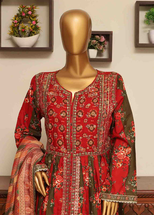 SME-FR-032-3 Piece Lawn Embroidered Frock Style Suit