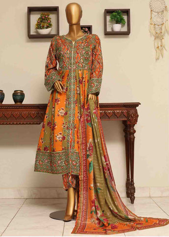 Bin Saeed Fabric - SME-FR-033-3 Piece Lawn Embroidered Frock Style Suit