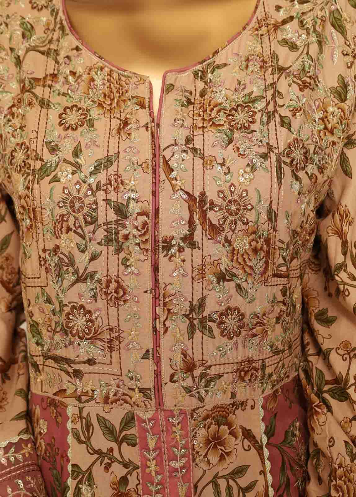 Bin Saeed Fabric - SME-FR-038-3 Piece Lawn Embroidered Frock Style Suit