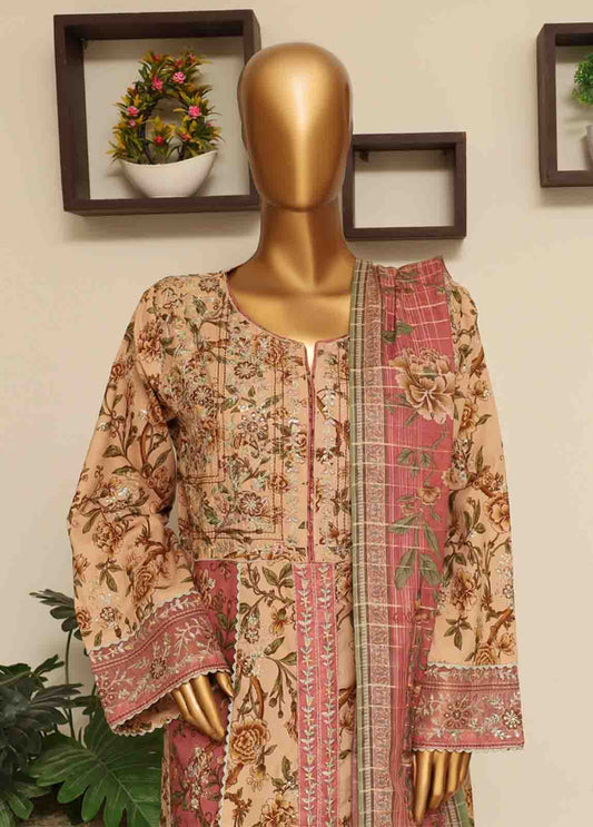SME-FR-038-3 Piece Lawn Embroidered Frock Style Suit