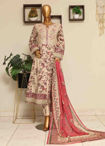 Bin Saeed Fabric - SME-FR-043-3 Piece Lawn Embroidered Frock Style Suit
