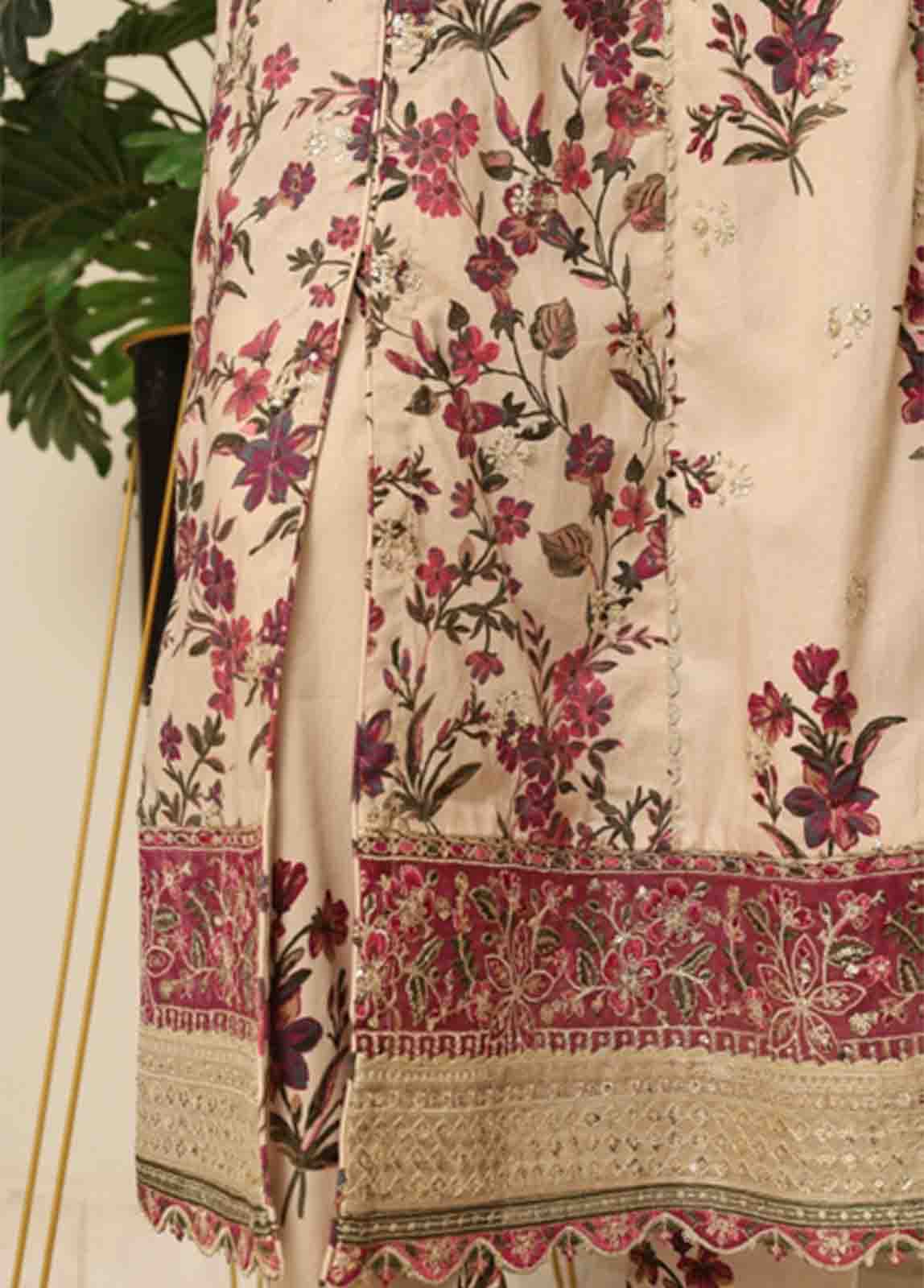 Bin Saeed Fabric - SME-FR-043-3 Piece Lawn Embroidered Frock Style Suit