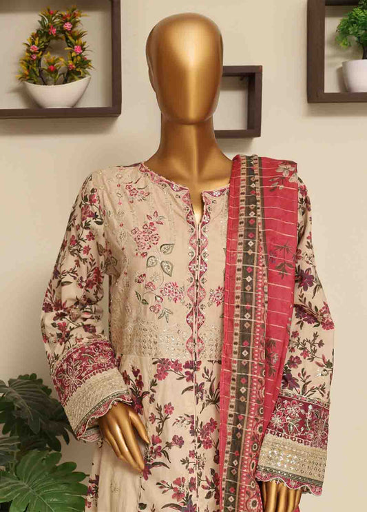 SME-FR-043-3 Piece Lawn Embroidered Frock Style Suit