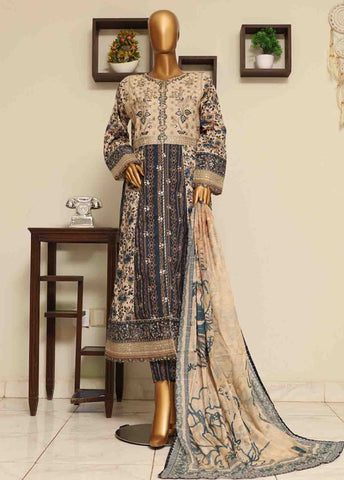 Bin Saeed Fabric - SME-FR-044-3 Piece Lawn Embroidered Frock Style Suit