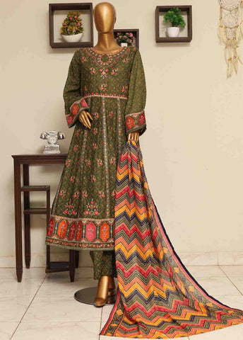 Bin Saeed Fabric - SME-FR-0792-3 Piece Lawn Embroidered Frock Style Suit