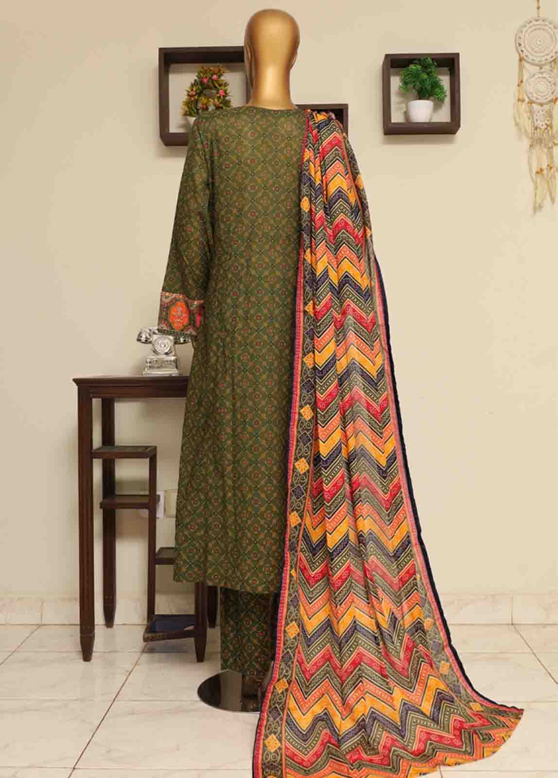 Bin Saeed Fabric - SME-FR-0792-3 Piece Lawn Embroidered Frock Style Suit