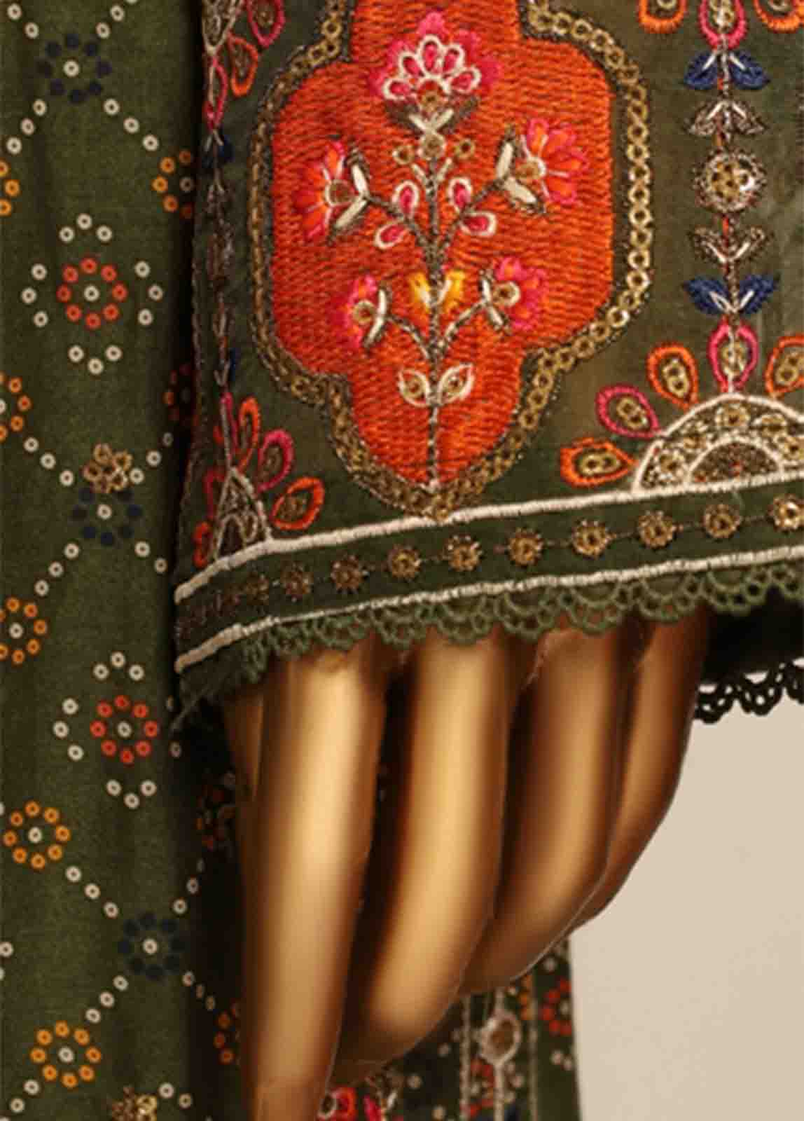 Bin Saeed Fabric - SME-FR-0792-3 Piece Lawn Embroidered Frock Style Suit