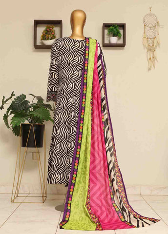 Bin Saeed Fabric - SME-FR-0797-3 Piece Lawn Embroidered Frock Style Suit