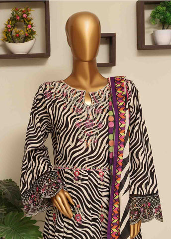 Bin Saeed Fabric - SME-FR-0797-3 Piece Lawn Embroidered Frock Style Suit