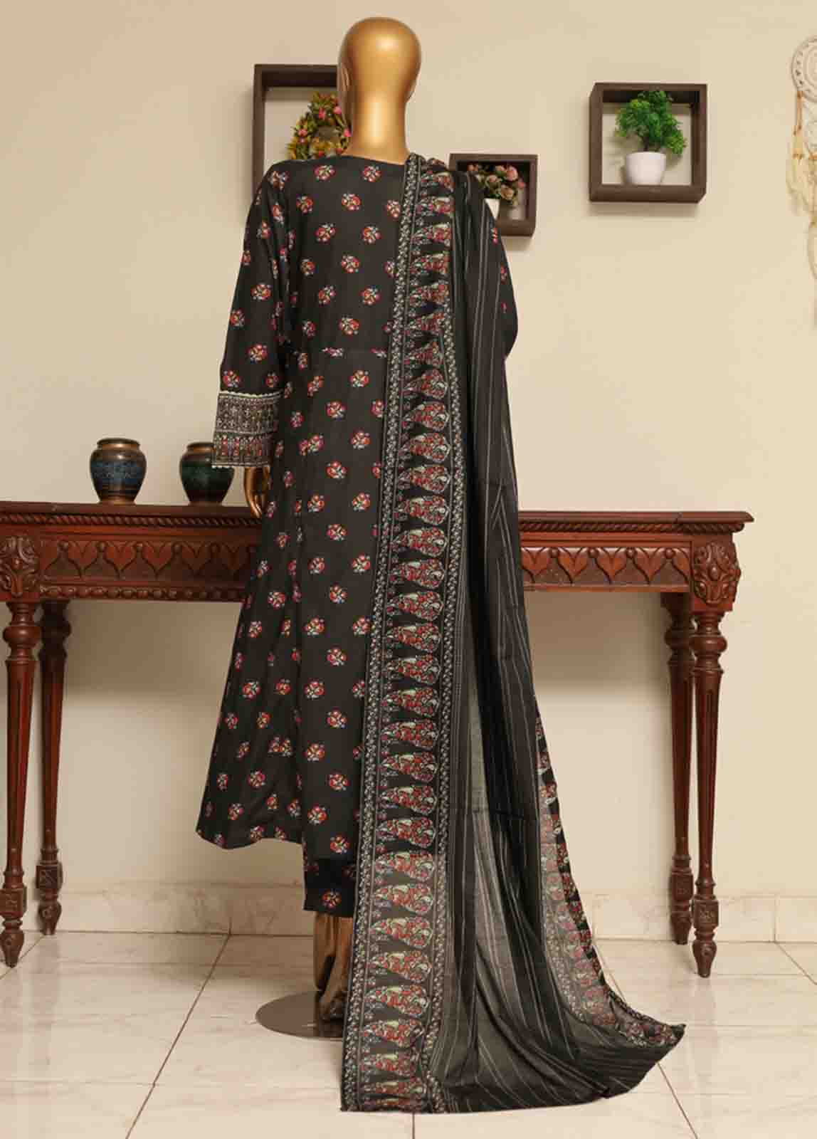 Bin Saeed Fabric - SME-FR-0806-3 Piece Lawn Embroidered Frock Style Suit