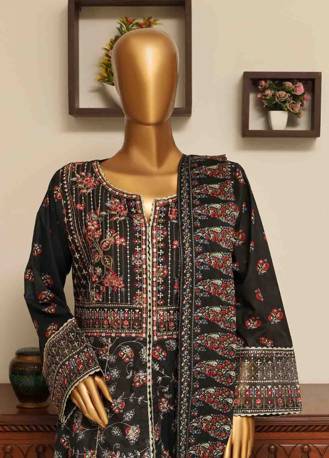 Bin Saeed Fabric - SME-FR-0806-3 Piece Lawn Embroidered Frock Style Suit