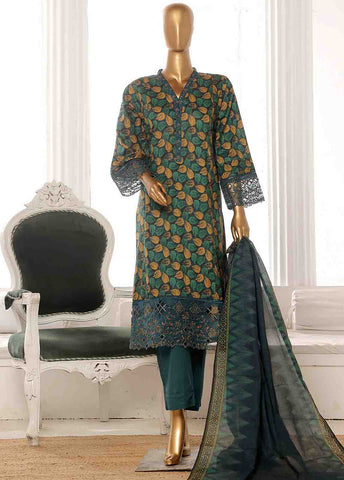 Bin Saeed Fabric - SME-FR-344-3 Piece Lawn Embroidered Frock Style Suit