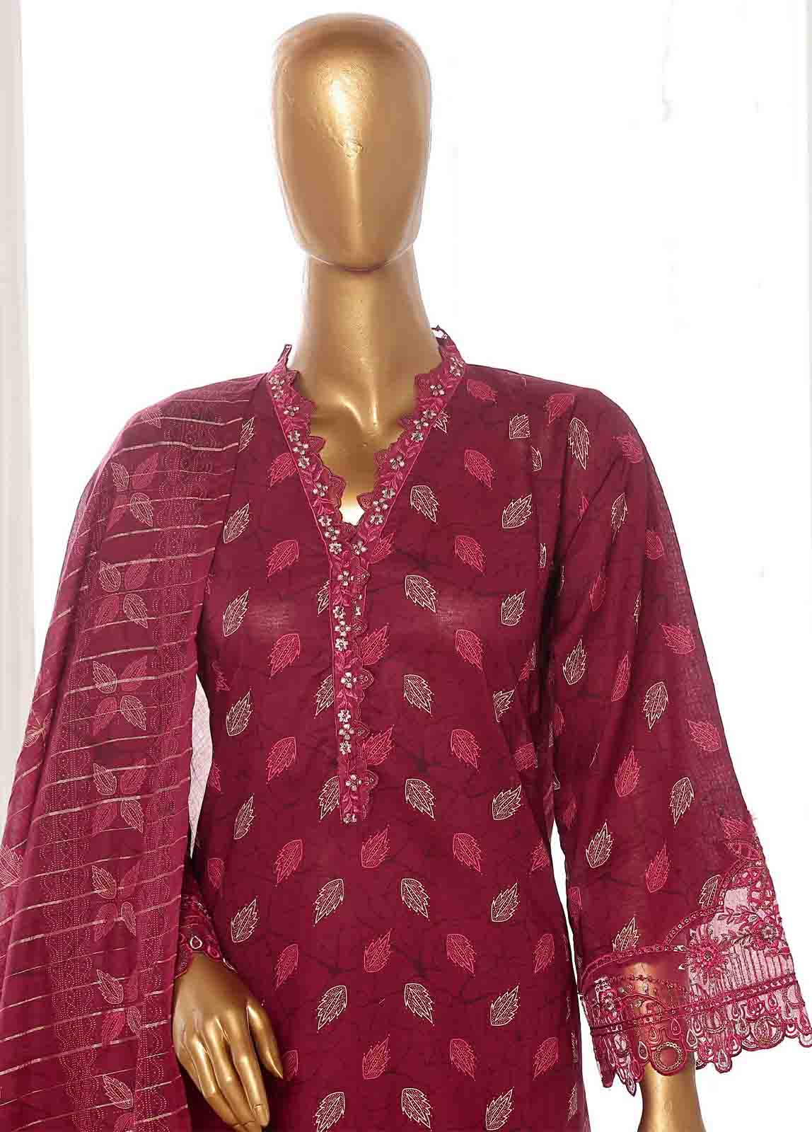 Bin Saeed Fabric - SME-FR-348-3 Piece Lawn Embroidered Frock Style Suit