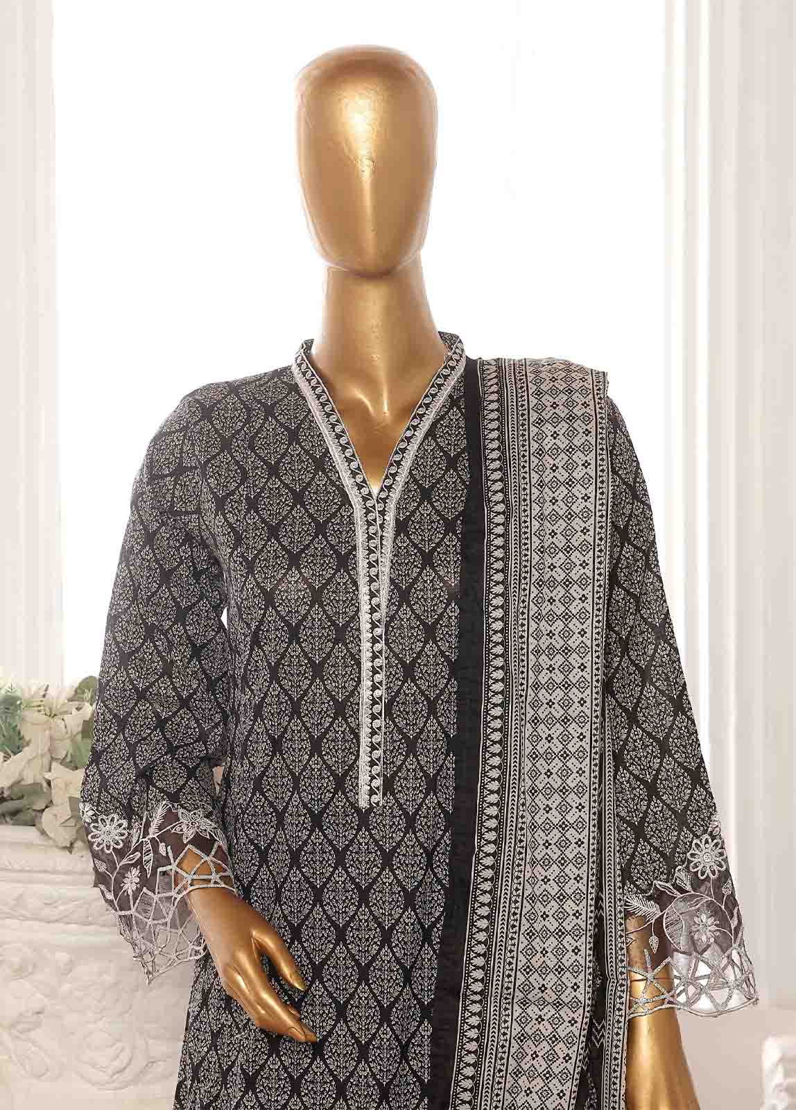 Bin Saeed Fabric - SME-FR-357-3 Piece Lawn Embroidered Frock Style Suit