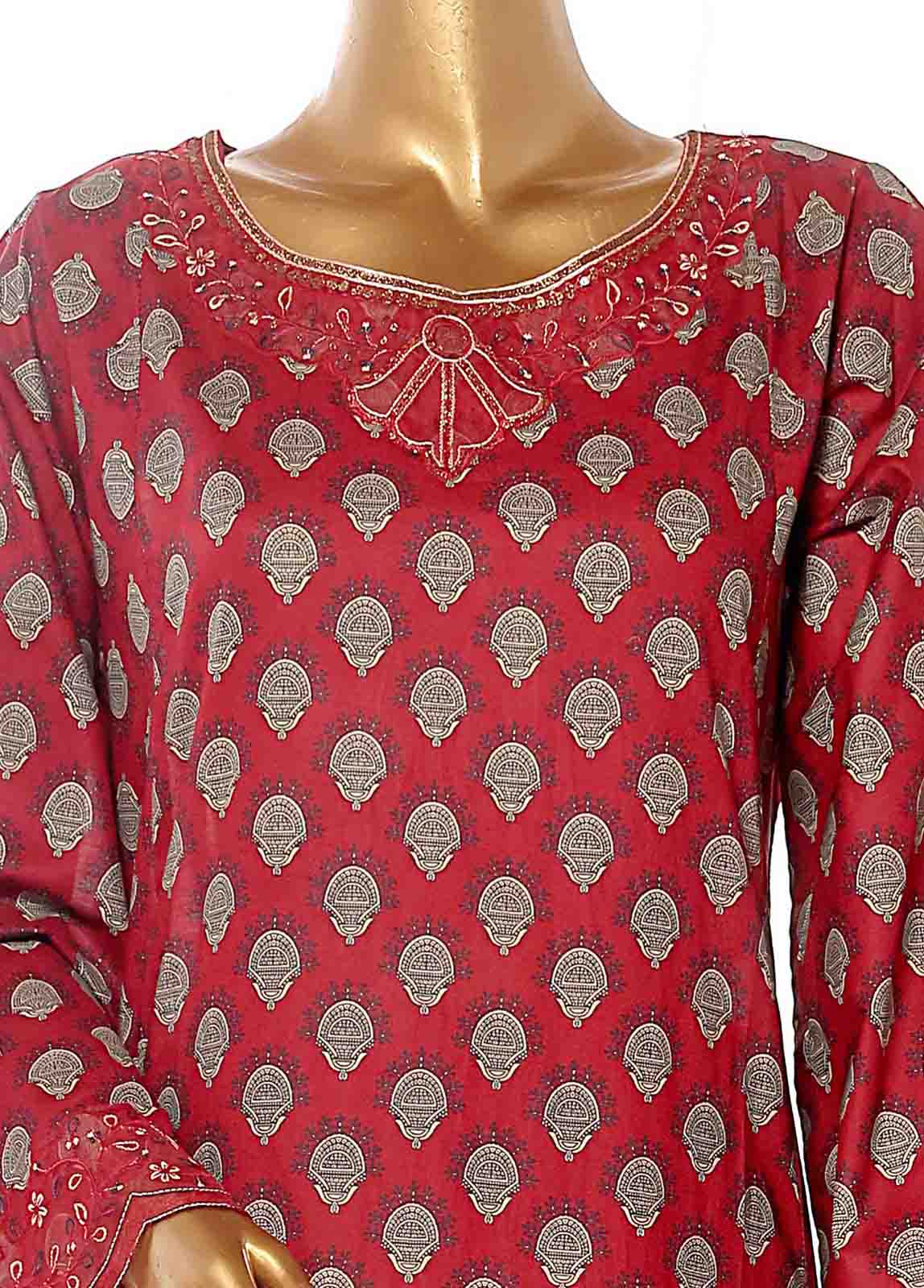 Bin Saeed Fabric - SME-FR-595-3 Piece Lawn Embroidered Frock Style Suit