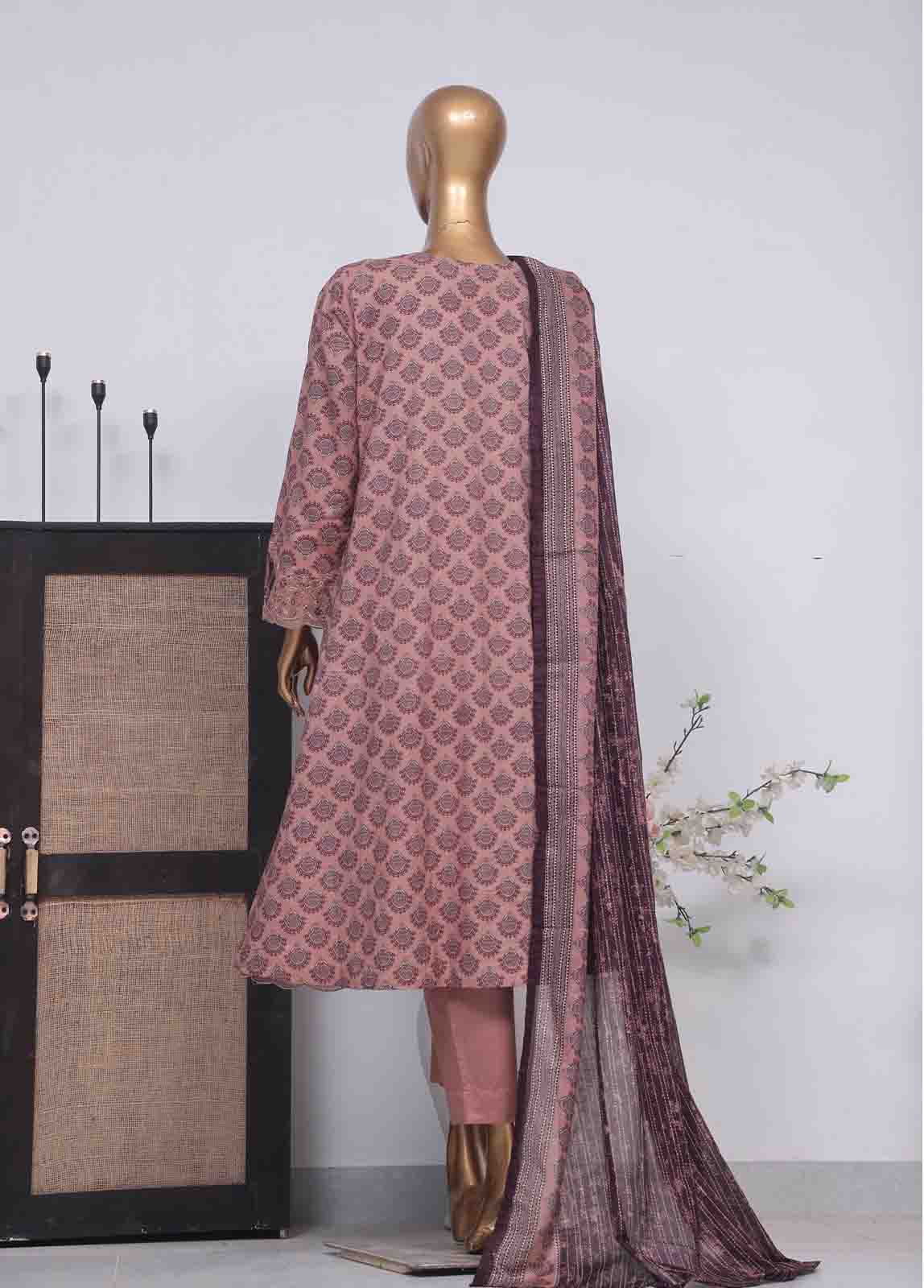 Bin Saeed Fabric - SME-FR-596-3 Piece Lawn Embroidered Frock Style Suit