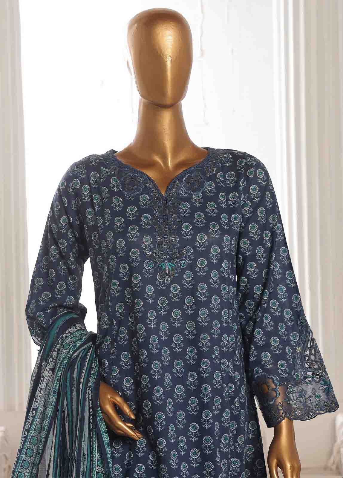 Bin Saeed Fabric - SME-FR-599-3 Piece Lawn Embroidered Frock Style Suit