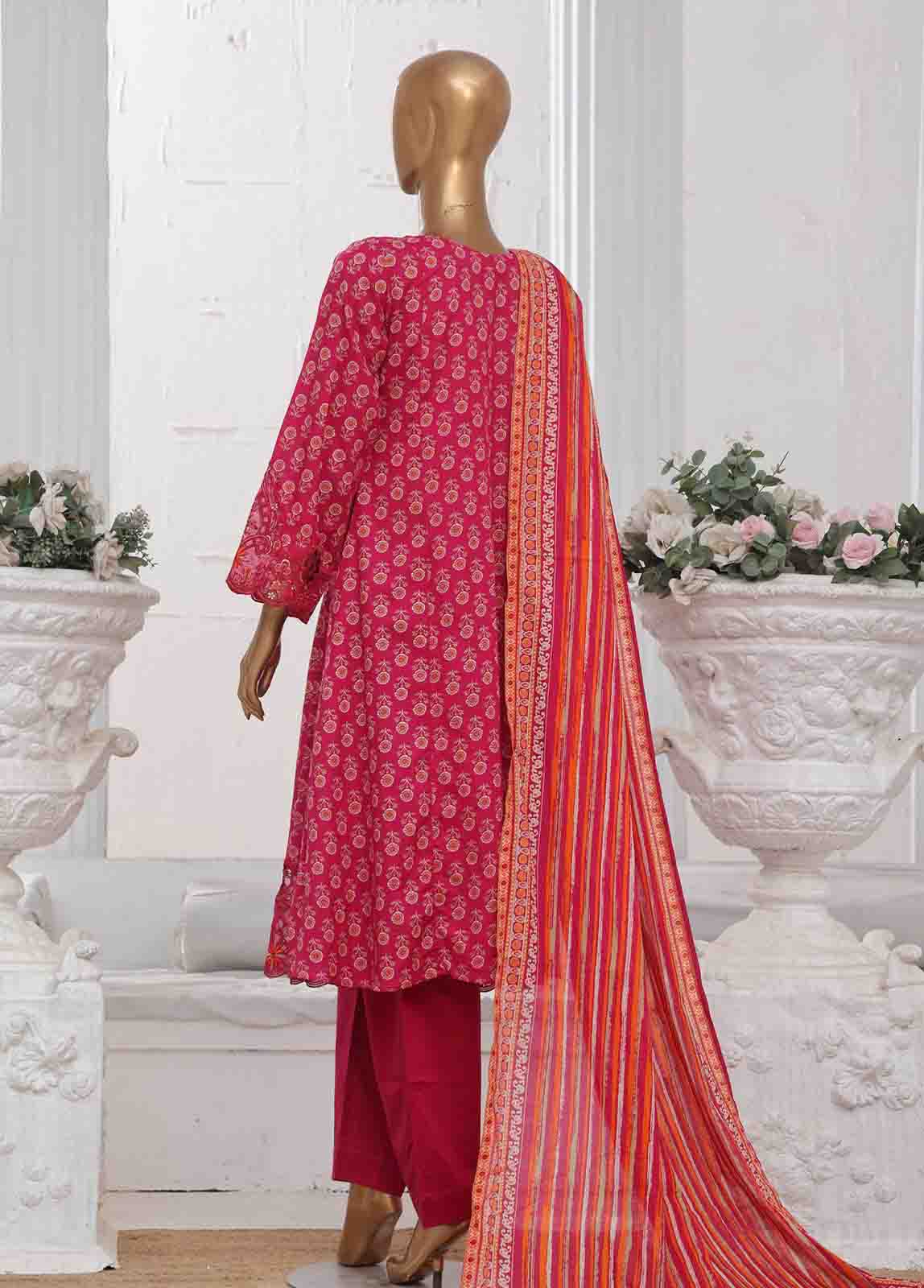 Bin Saeed Fabric - SME-FR-602-3 Piece Lawn Embroidered Frock Style Suit