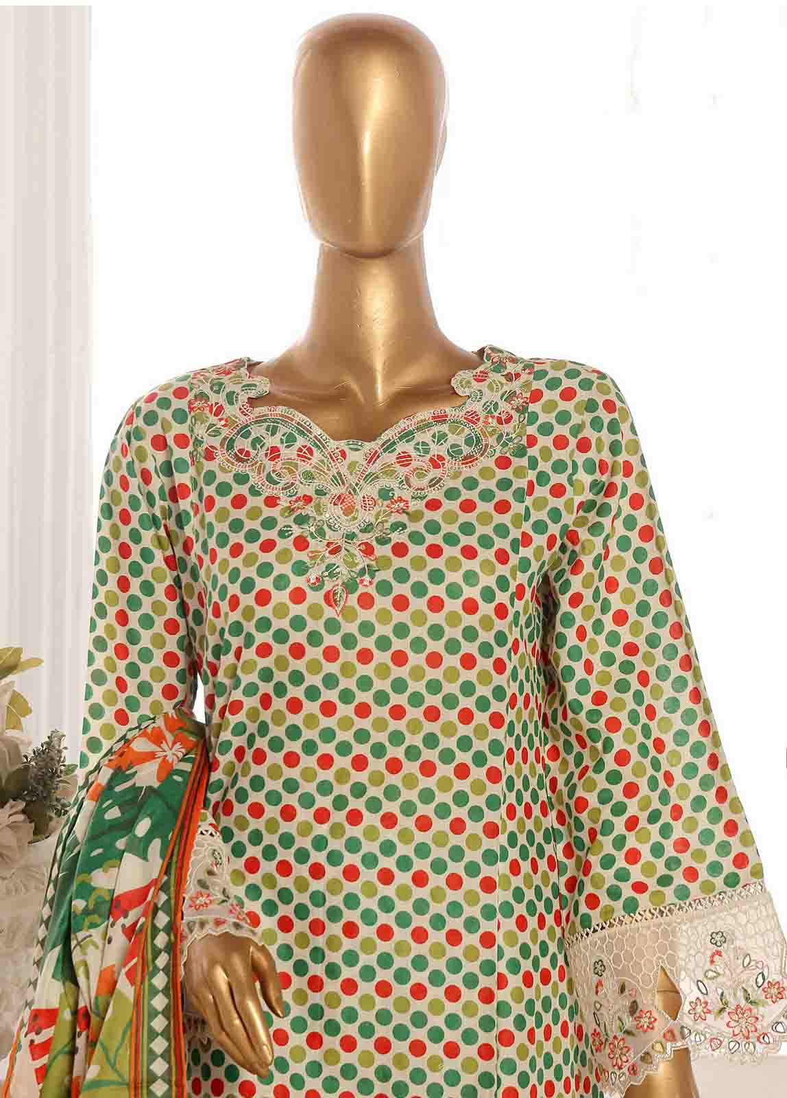 Bin Saeed Fabric - SME-FR-616-3 Piece Lawn Embroidered Frock Style Suit