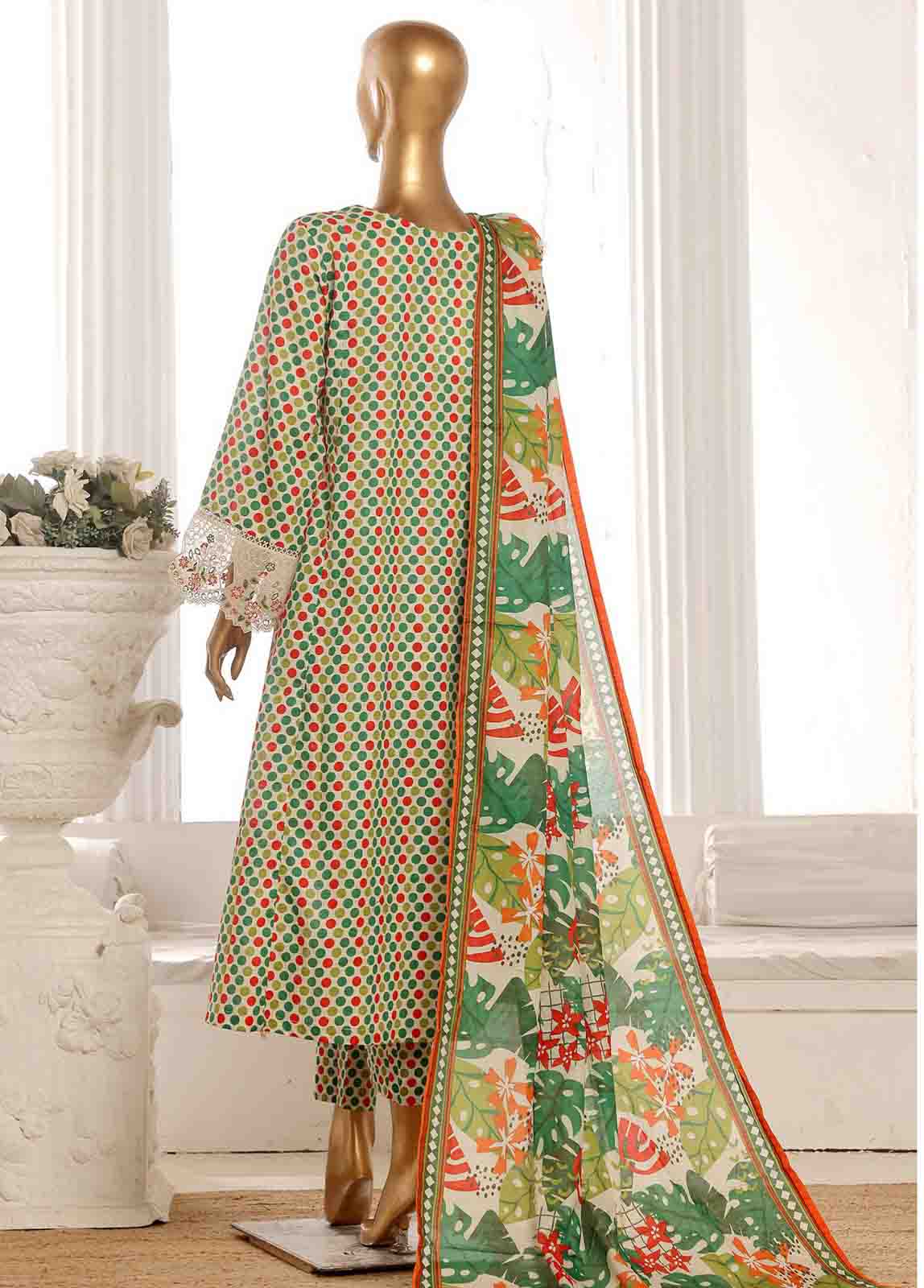 Bin Saeed Fabric - SME-FR-616-3 Piece Lawn Embroidered Frock Style Suit