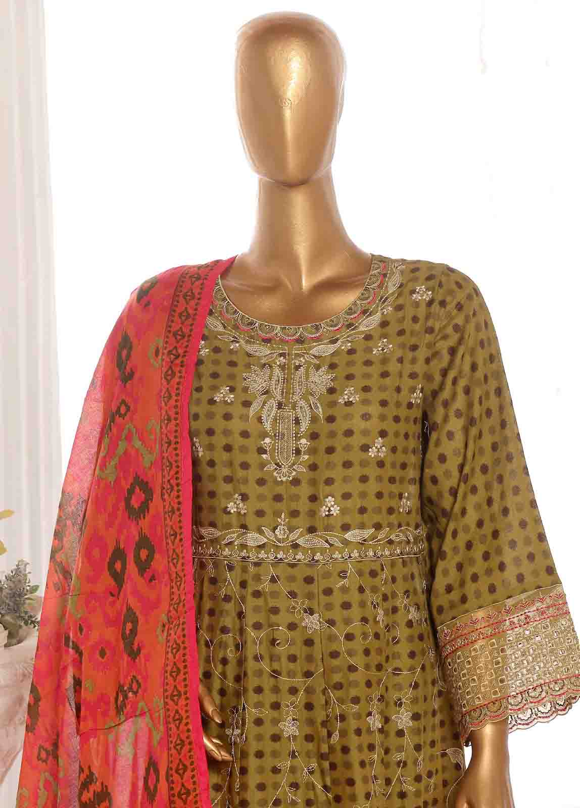 Bin Saeed Fabric - SME-FR-618-3 Piece Lawn Embroidered Frock Style Suit