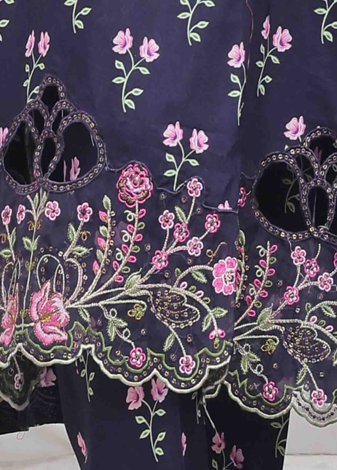 Bin Saeed Fabric - SME-FR-622-3 Piece Lawn Embroidered Frock Style Suit