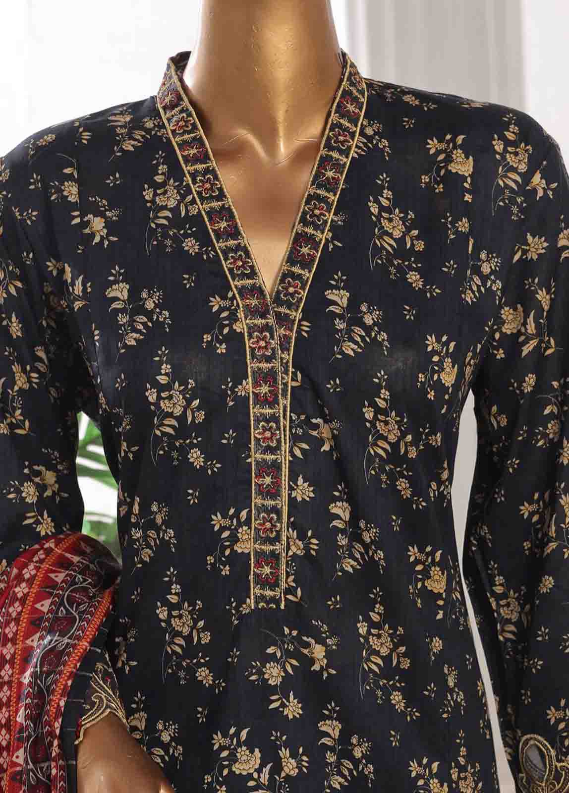 Bin Saeed Fabric - SME-FR-627-3 Piece Lawn Embroidered Frock Style Suit