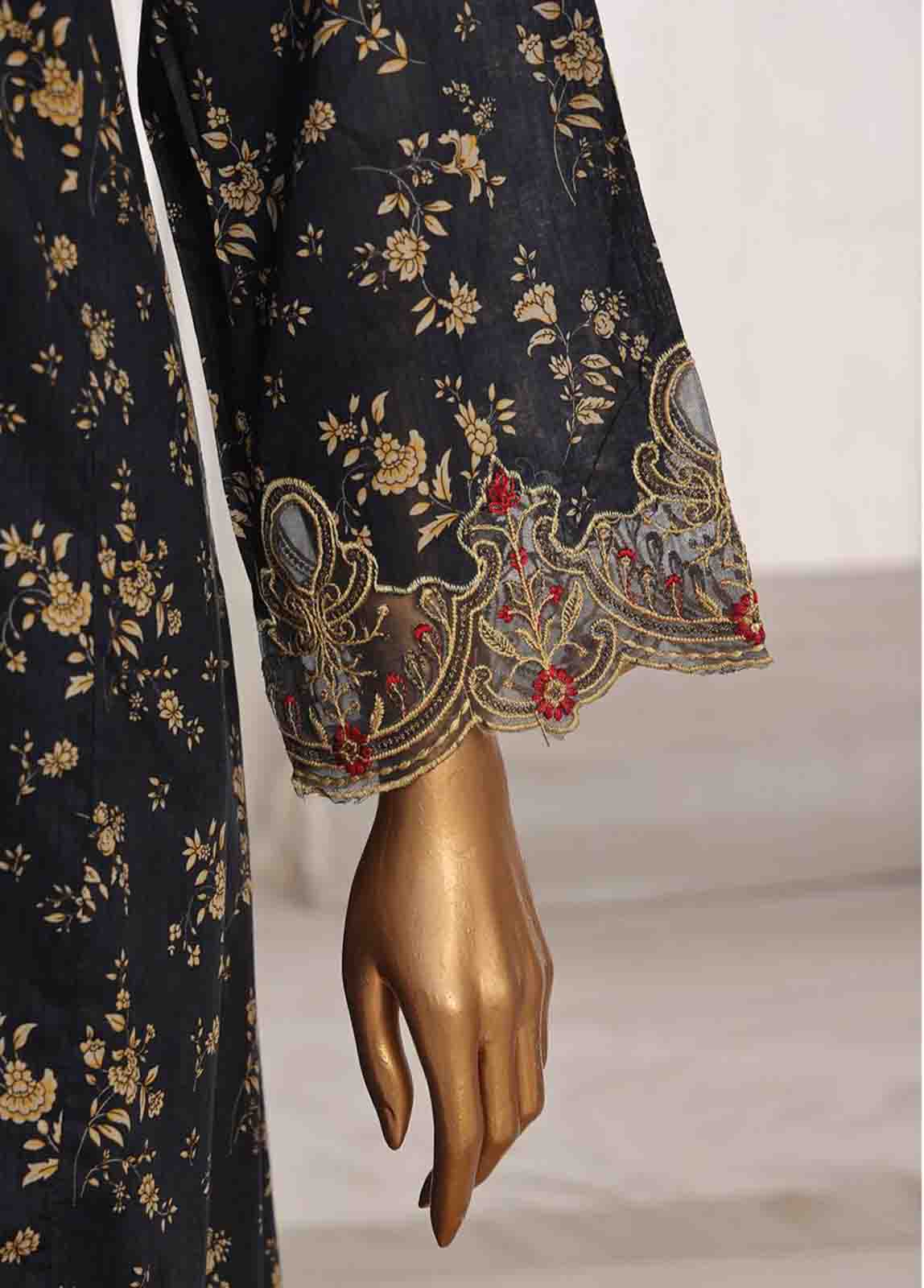 Bin Saeed Fabric - SME-FR-627-3 Piece Lawn Embroidered Frock Style Suit