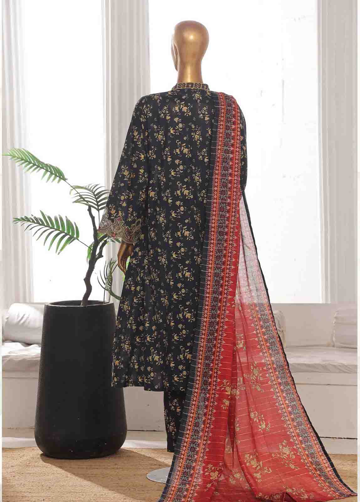 Bin Saeed Fabric - SME-FR-627-3 Piece Lawn Embroidered Frock Style Suit