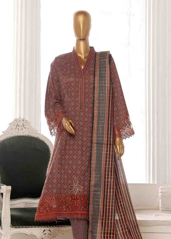 Bin Saeed Fabric - SME-FR-630-3 Piece Lawn Embroidered Frock Style Suit
