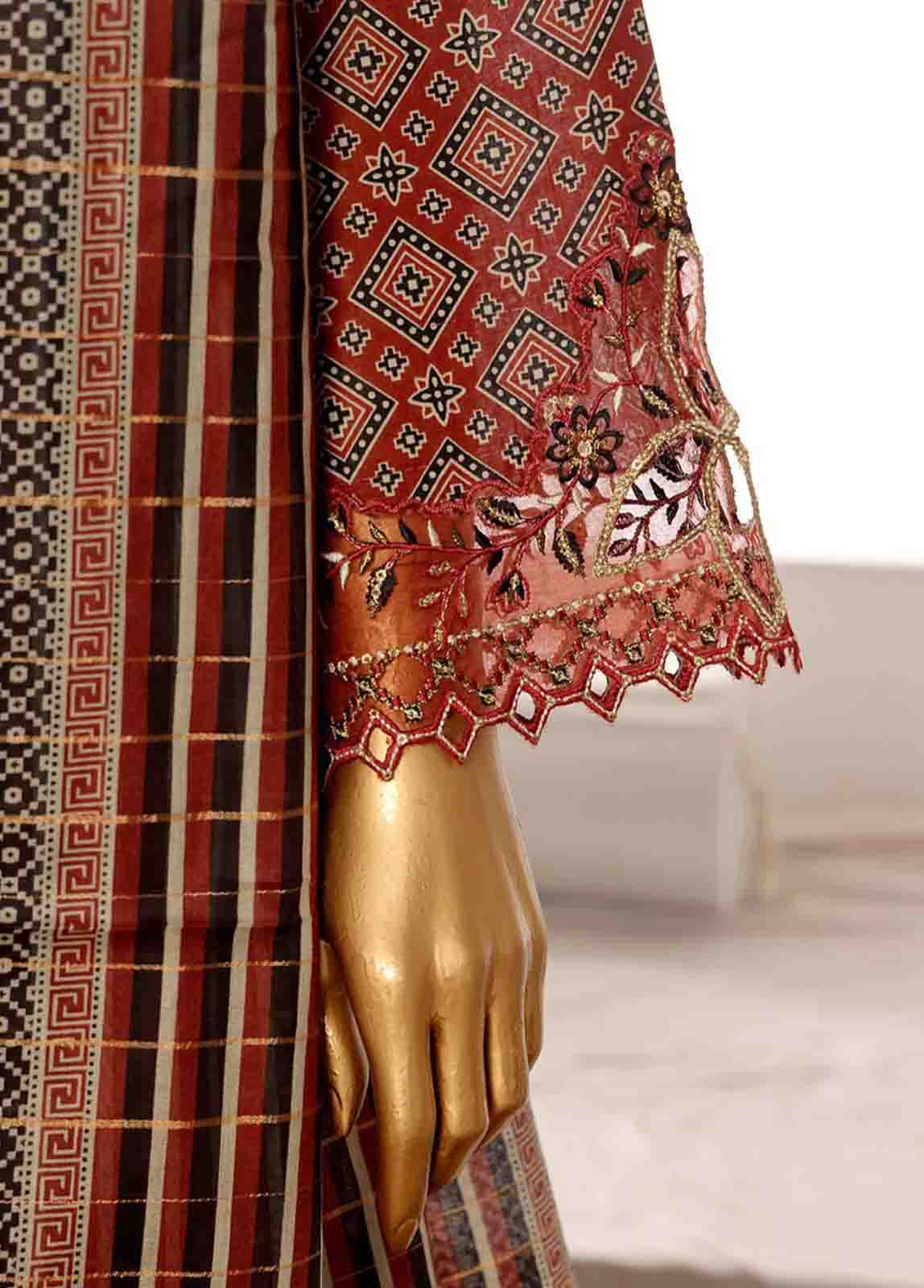 Bin Saeed Fabric - SME-FR-630-3 Piece Lawn Embroidered Frock Style Suit