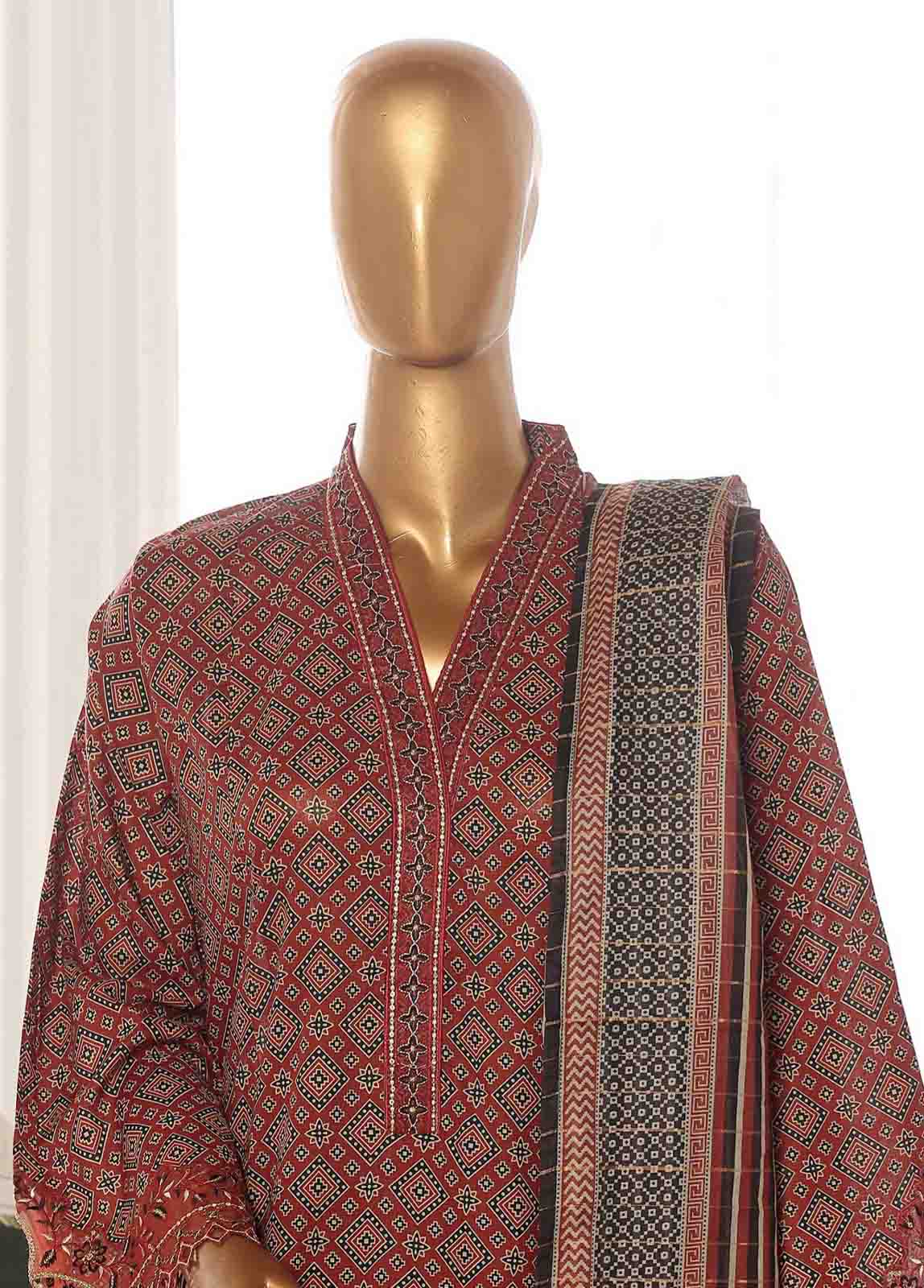 Bin Saeed Fabric - SME-FR-630-3 Piece Lawn Embroidered Frock Style Suit