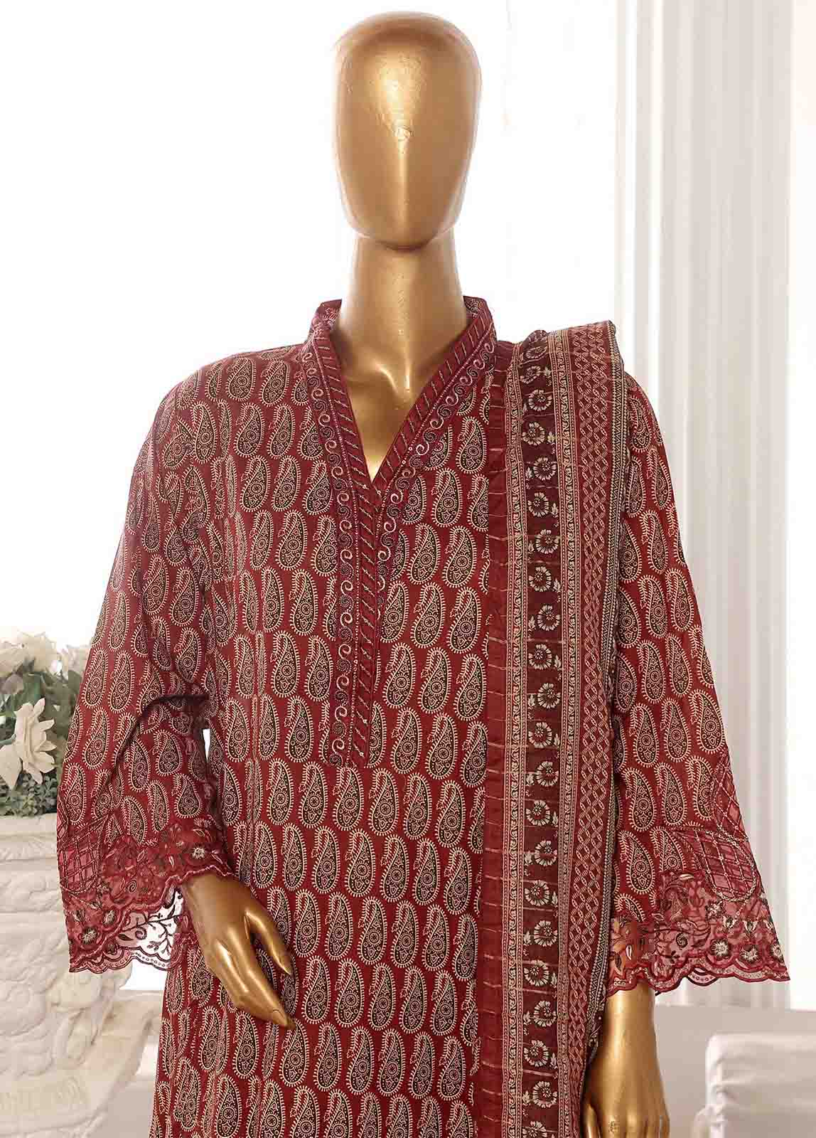 Bin Saeed Fabric - SME-FR-631-3 Piece Lawn Embroidered Frock Style Suit