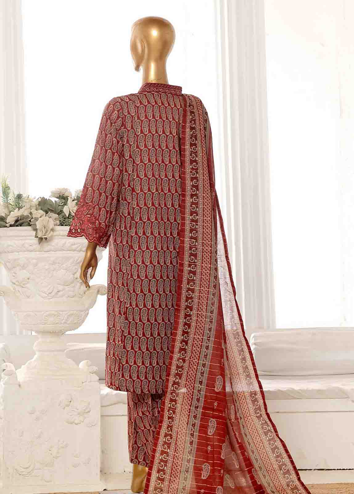 Bin Saeed Fabric - SME-FR-631-3 Piece Lawn Embroidered Frock Style Suit