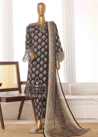 Bin Saeed Fabric - SME-FR-634-3 Piece Lawn Embroidered Frock Style Suit