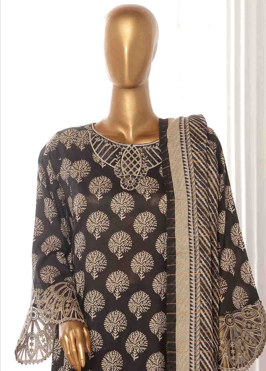 Bin Saeed Fabric - SME-FR-634-3 Piece Lawn Embroidered Frock Style Suit