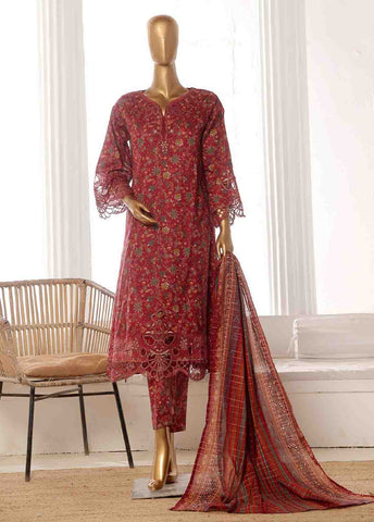 Bin Saeed Fabric - SME-FR-635-3 Piece Lawn Embroidered Frock Style Suit