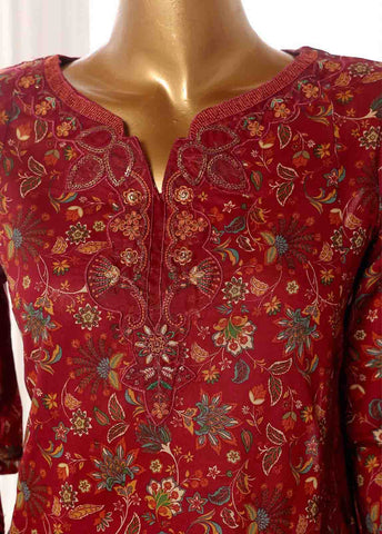 Bin Saeed Fabric - SME-FR-635-3 Piece Lawn Embroidered Frock Style Suit