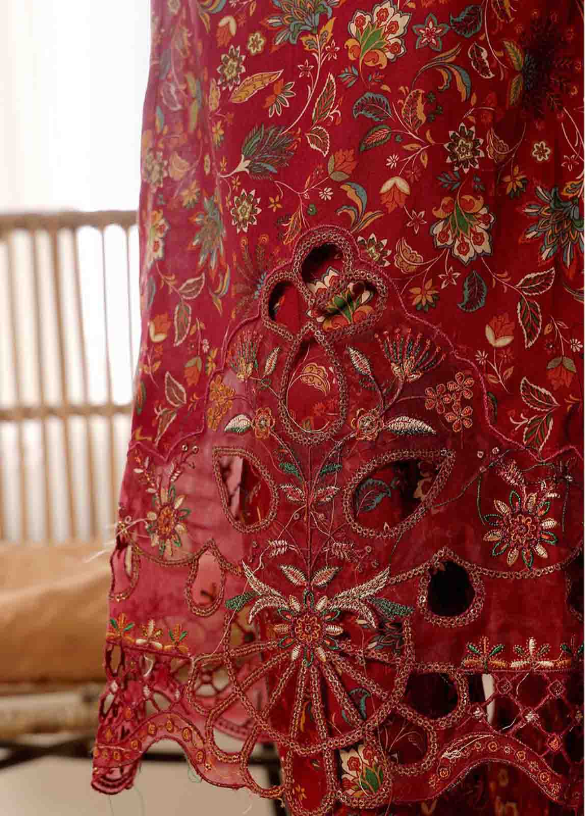 Bin Saeed Fabric - SME-FR-635-3 Piece Lawn Embroidered Frock Style Suit