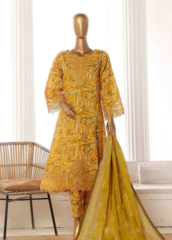 Bin Saeed Fabric - SME-FR-640-3 Piece Lawn Embroidered Frock Style Suit
