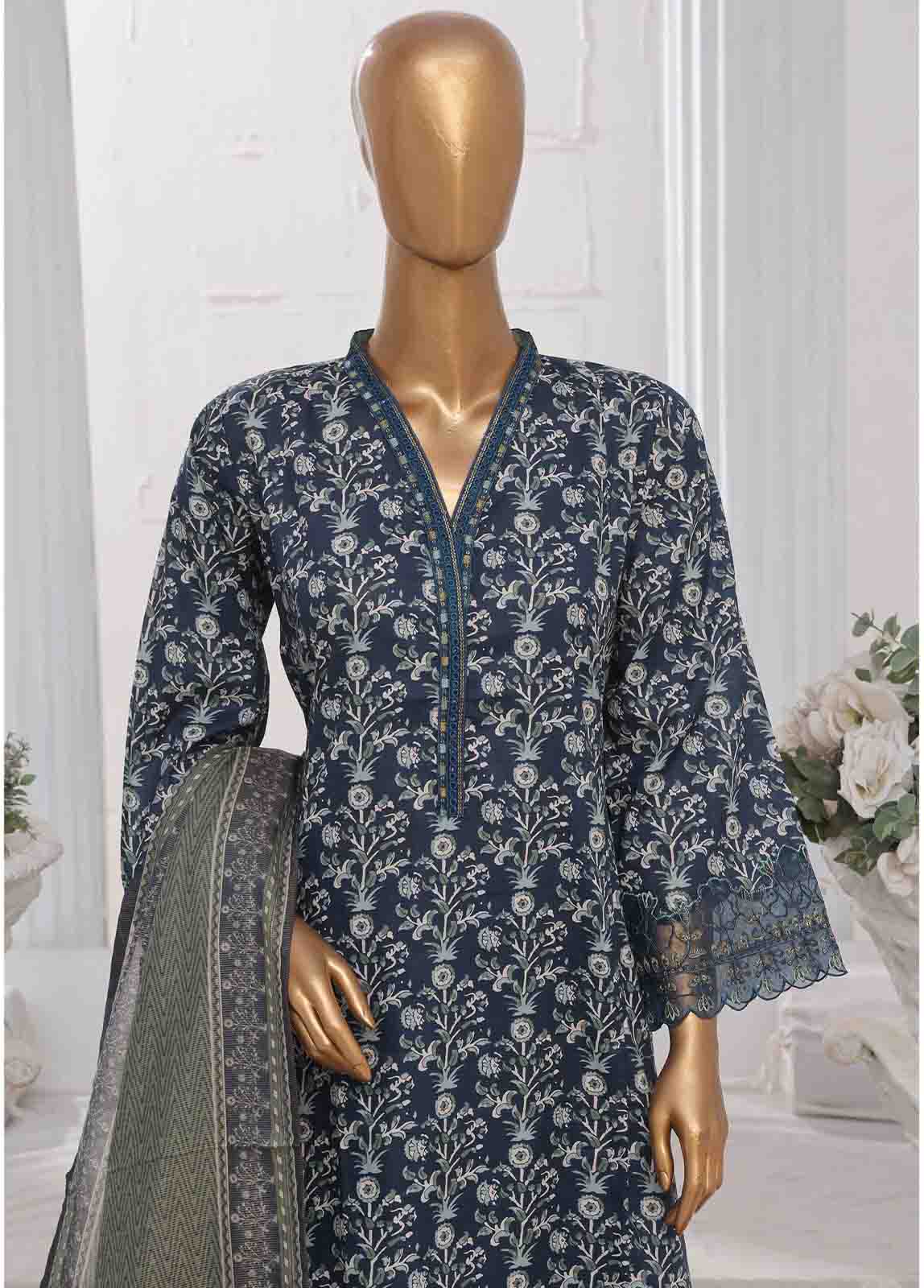 Bin Saeed Fabric - SME-FR-644-3 Piece Lawn Embroidered Frock Style Suit