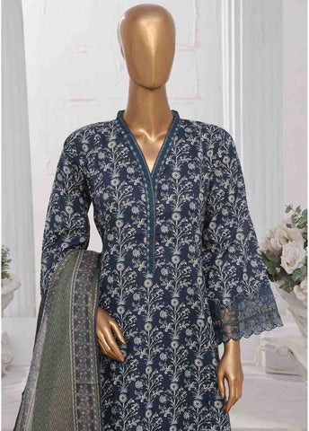 Bin Saeed Fabric - SME-FR-644-3 Piece Lawn Embroidered Frock Style Suit