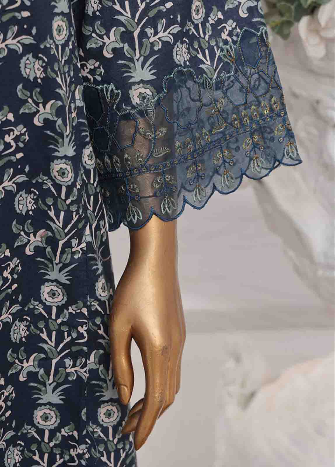 Bin Saeed Fabric - SME-FR-644-3 Piece Lawn Embroidered Frock Style Suit